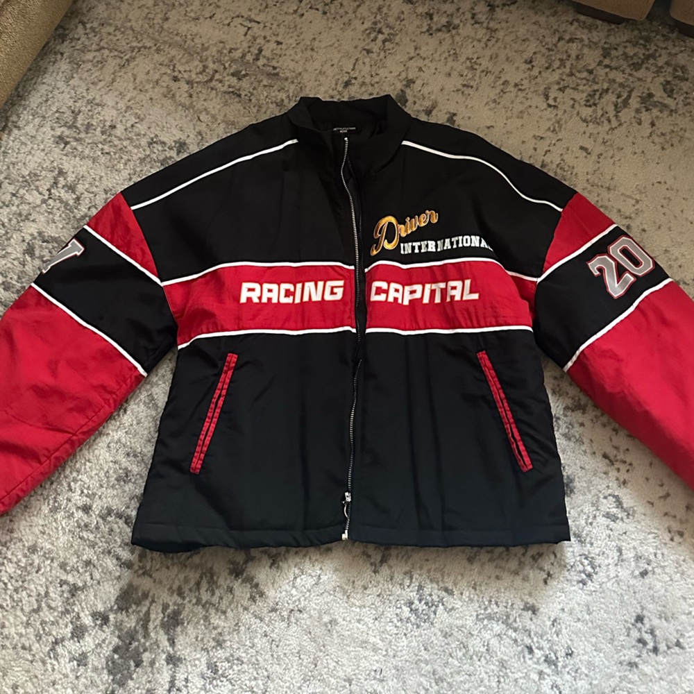 PrettyLittleThing Black and Red Bomber Jacket